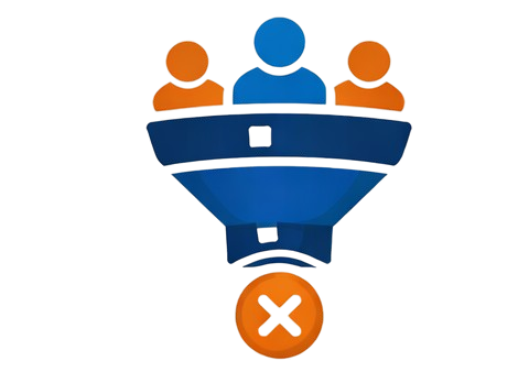 Poor lead generation icon showing a marketing funnel with limited leads