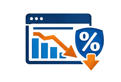 Low conversion rates icon showing declining website performance metrics<br />
