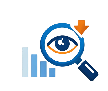 Low search visibility icon representing a website struggling to appear in search results